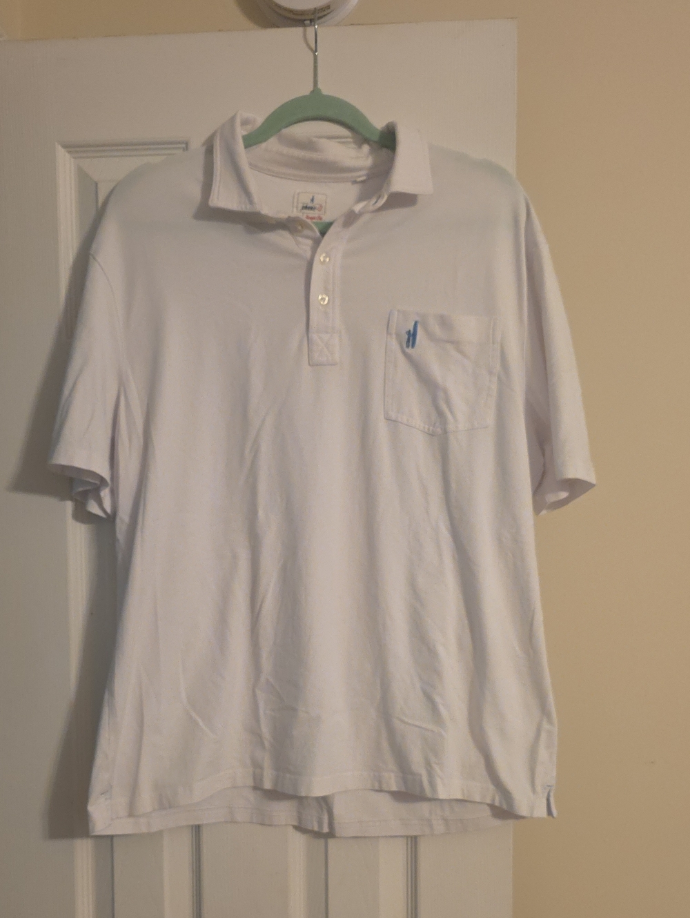 johnnie-O White Polo with Chest Pocket